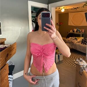 SHEIN Pink Strapless Crop Top